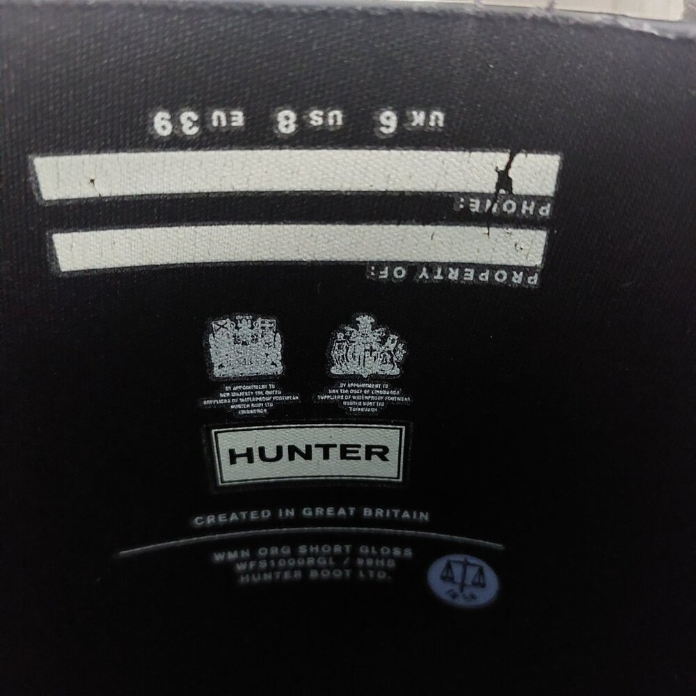 Hunter Classic Short Gloss Rain Boots Black 8 Mid Calf Shiny Like New - Picture 7 of 9